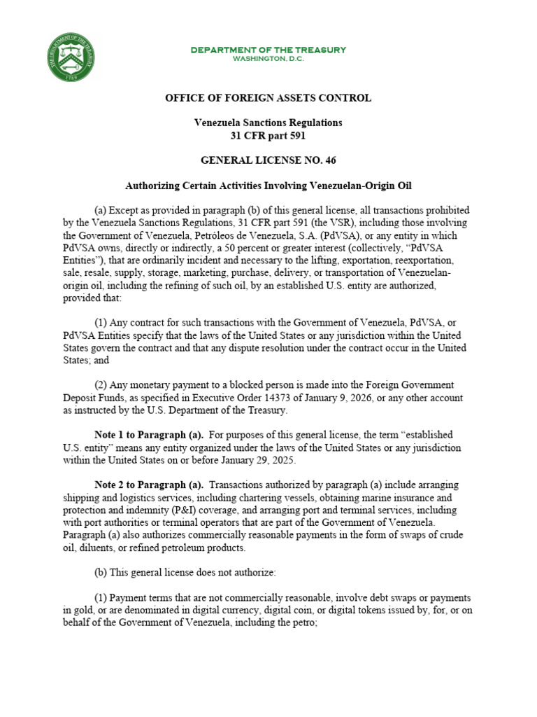 US-Venezuela OFAC Authorization | PDF | Office Of Foreign Assets ...