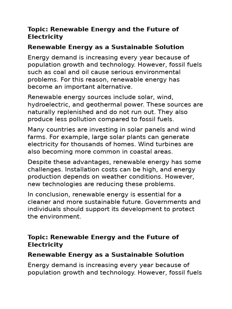 Renewable Energy and the Future of Electricity | PDF | Energy ...