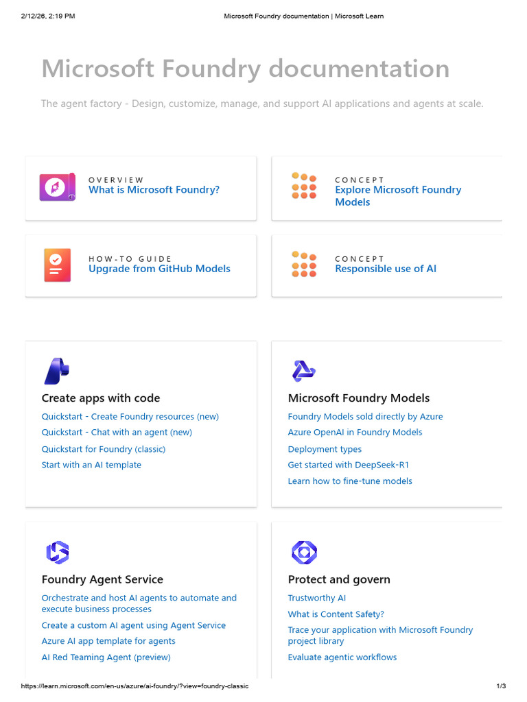Microsoft Foundry Documentation | PDF | Artificial Intelligence ...