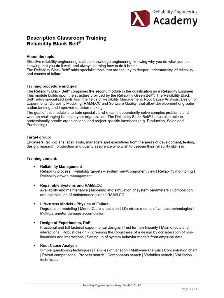 RBB en Classroom Description | PDF | Reliability Engineering
