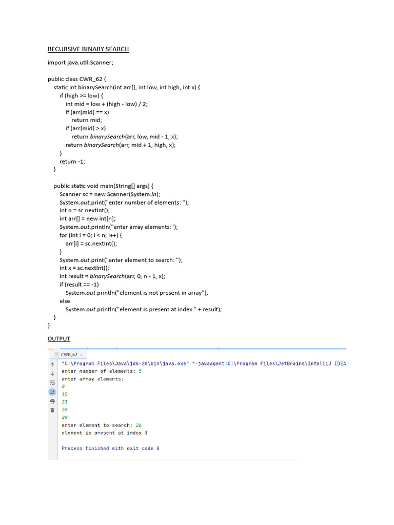 Recursive Binary Search | PDF