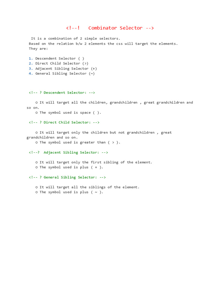 Combinator Selector | PDF