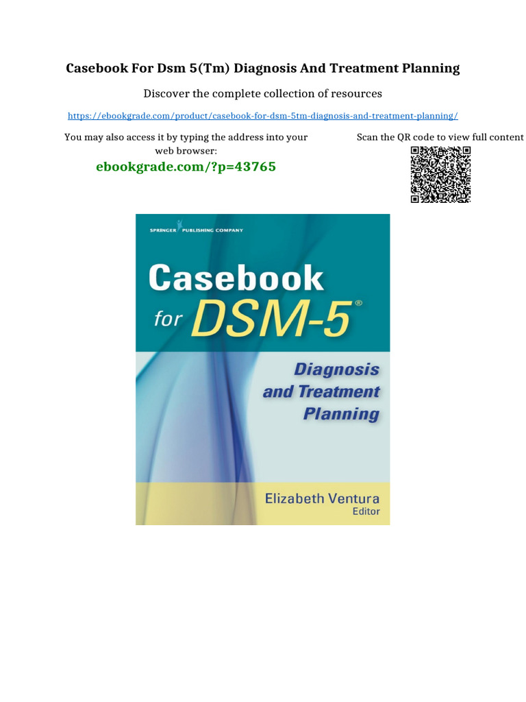 Casebook For DSM 5 (TM) Diagnosis and Treatment Planning Sample | PDF ...