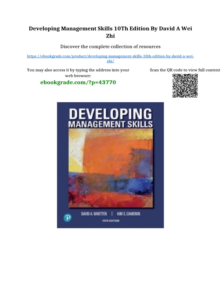 Developing Management Skills 10th Edition by David A Wei Zhi Digital ...