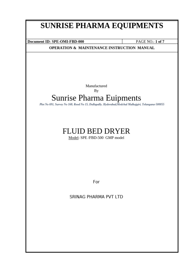 Operation & Instruction Manual for Fbd | PDF | Mechanical Engineering ...