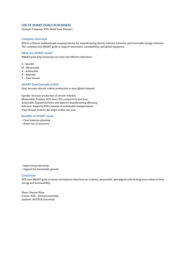 SMART Goals BYD Landscape Poster | PDF