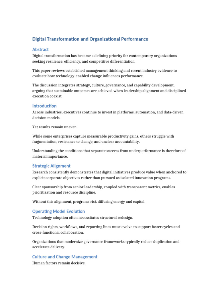 Digital Transformation Paper | PDF | Change Management | Governance