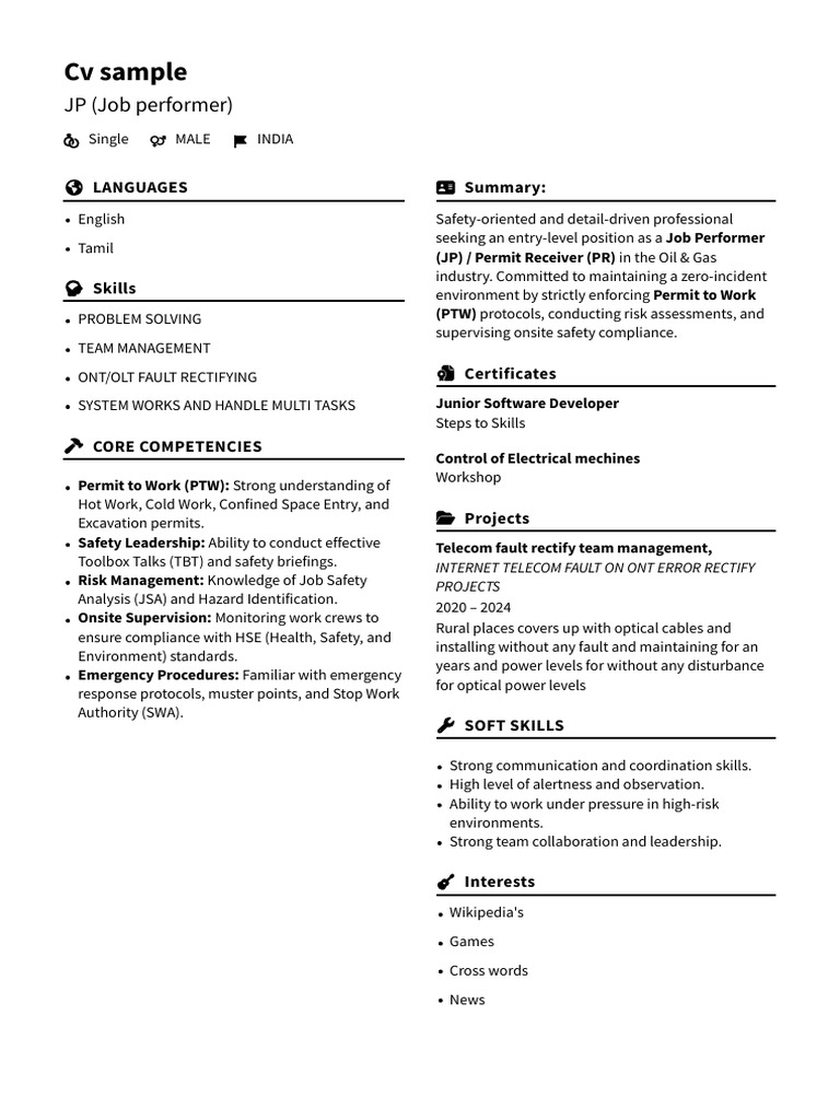 CV Sample FlowCV Resume 20260212 | PDF | Occupational Safety And Health ...