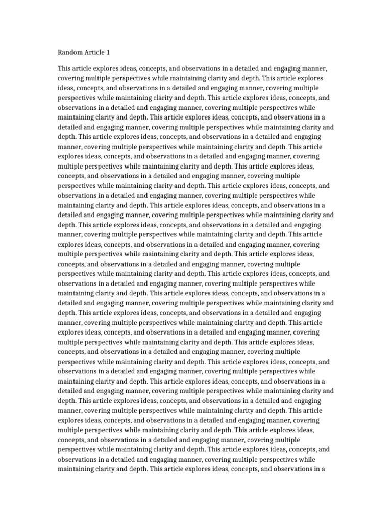 Random Article 1 | PDF