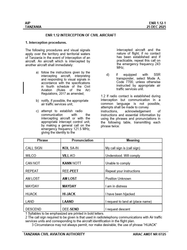 ENR 1.12 Interception of Civil Aircraft | PDF | Helicopter ...