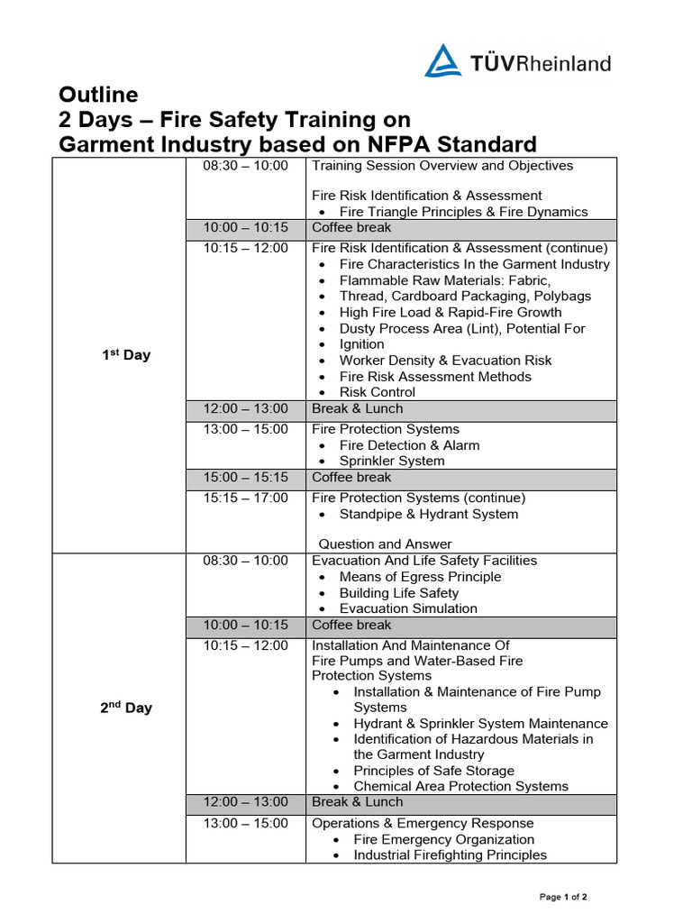 Outline NFPA Workshop 2days v0 | PDF | Firefighting | Fire Sprinkler System