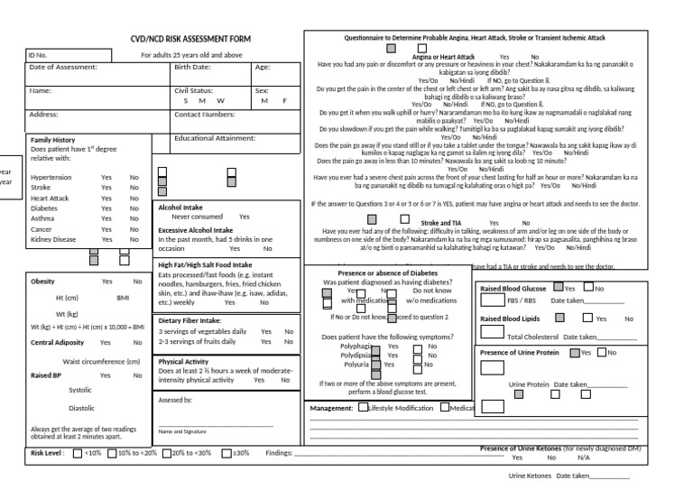 Risk-Assessment-Form Revised JG AC 14nov2014-1 | PDF | Diabetes ...
