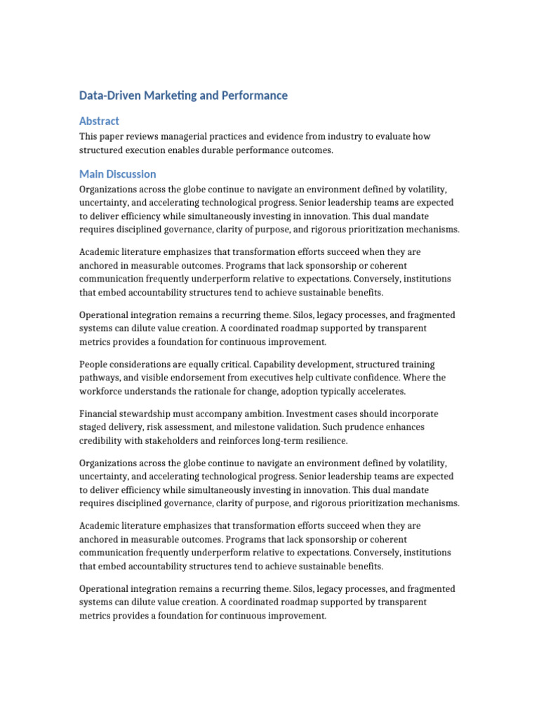 Data Driven Marketing | PDF | Governance | Leadership