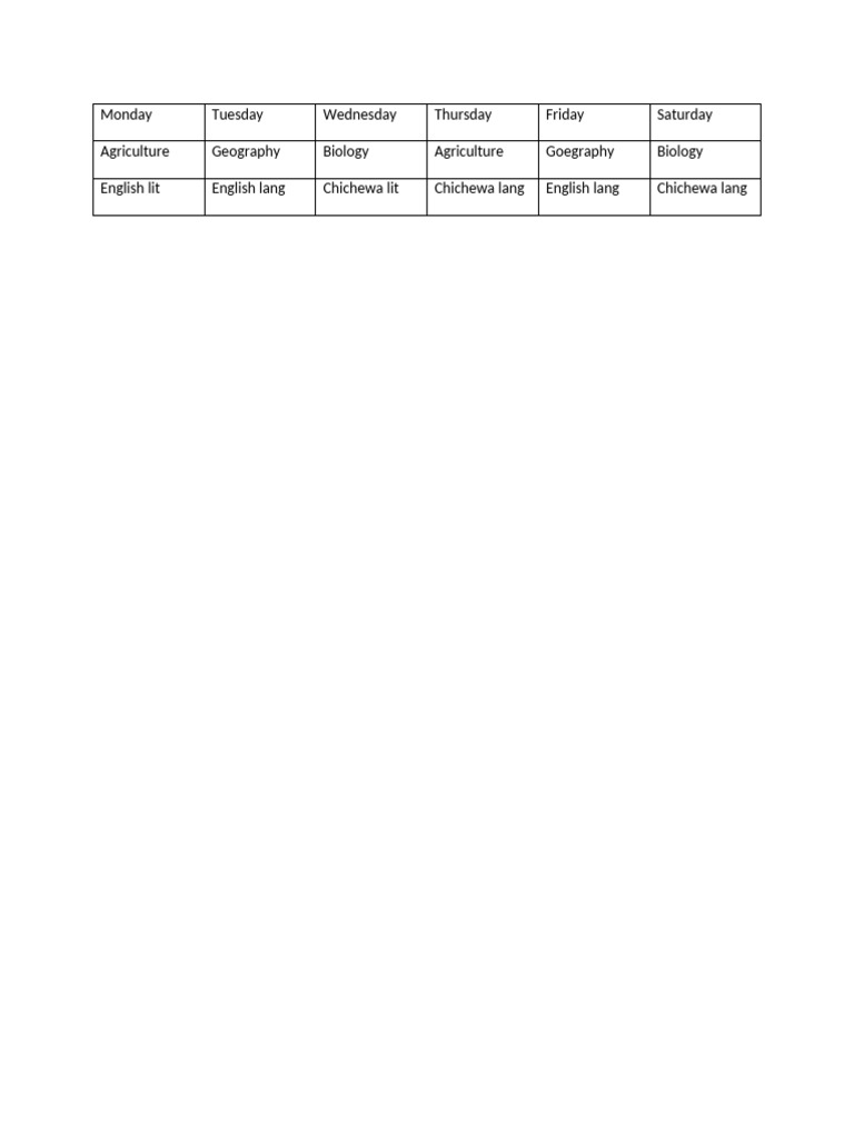 Group Timetable | PDF