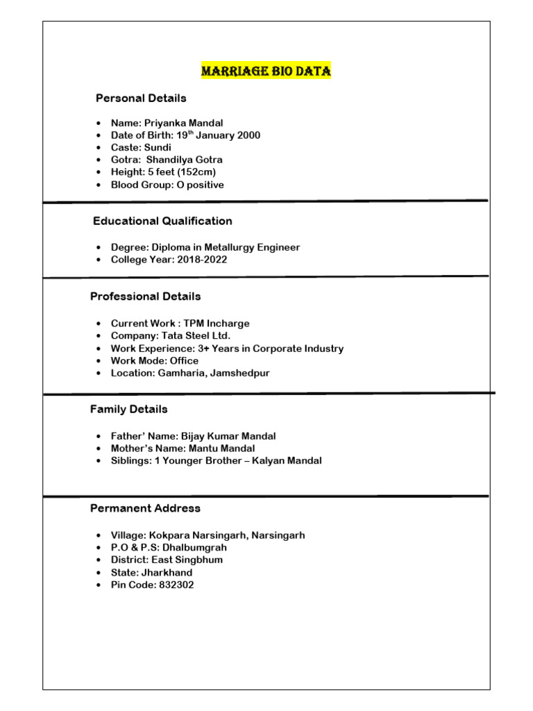 Bio Data | PDF