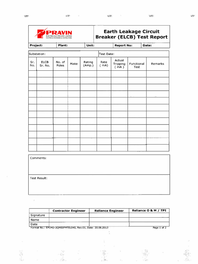 ELCB Test Report | PDF