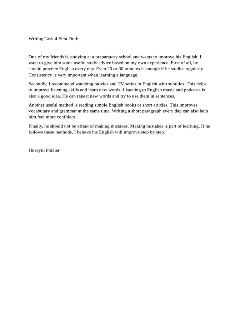Writing Task 4 First Draft | PDF