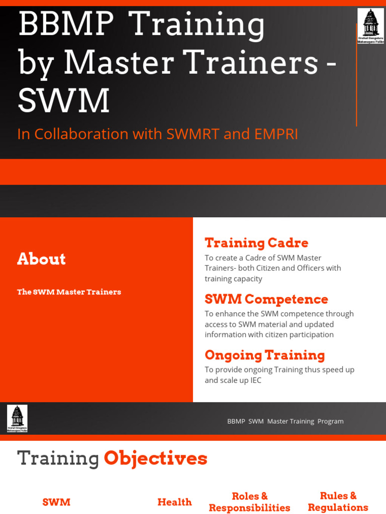 BBMP Training General SWM | PDF | Waste | Economy And The Environment