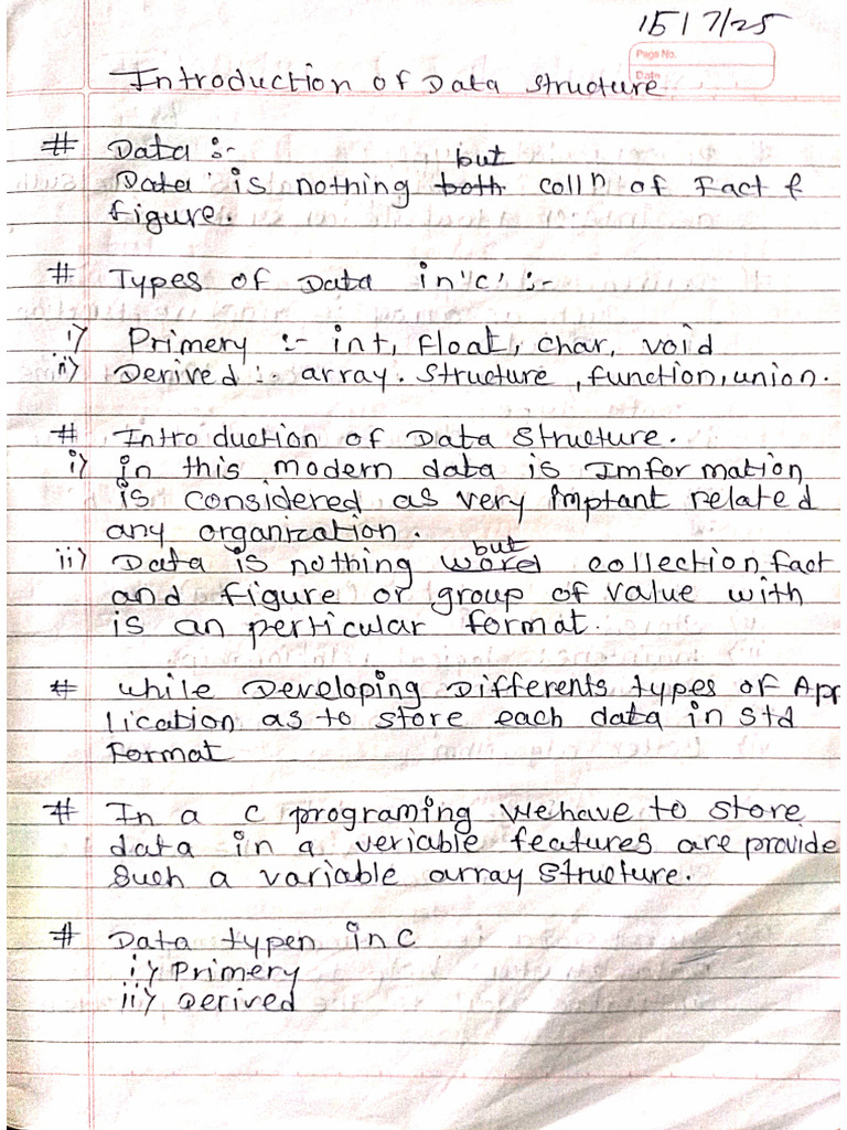 Introduction of Data Structure Notes | PDF