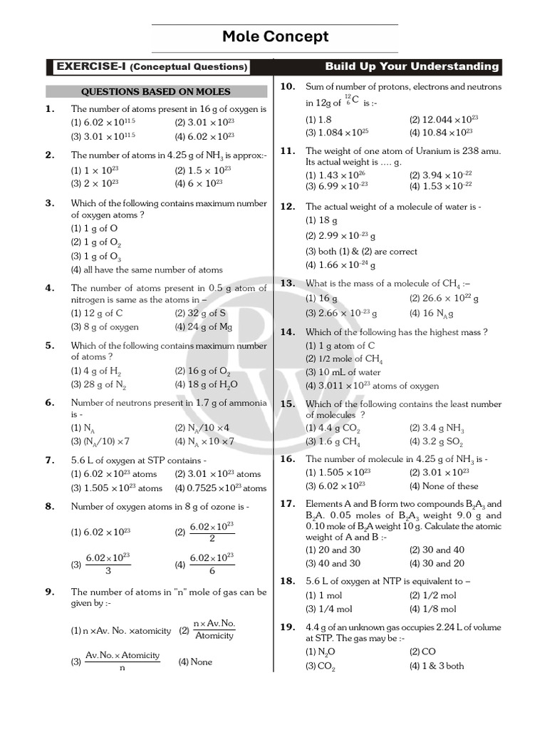 1.mole Concept | PDF | Mole (Unit) | Physical Sciences