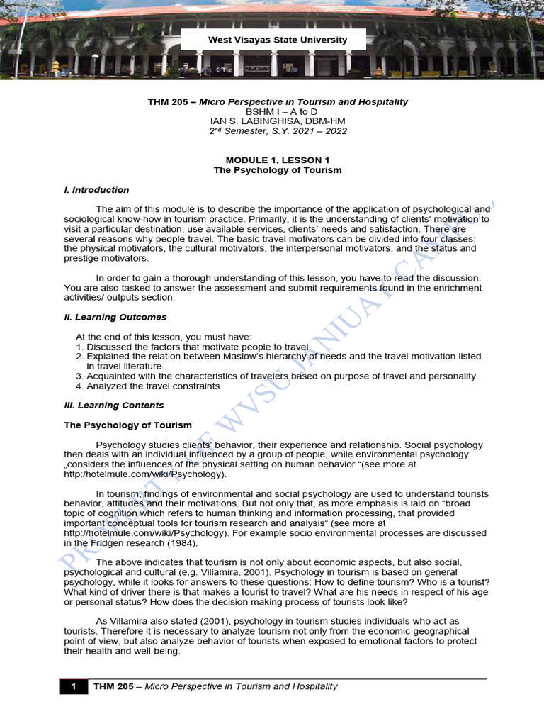 THM 205 Micro Perspective Module 1 6 | PDF | Cost Of Living | Motivation