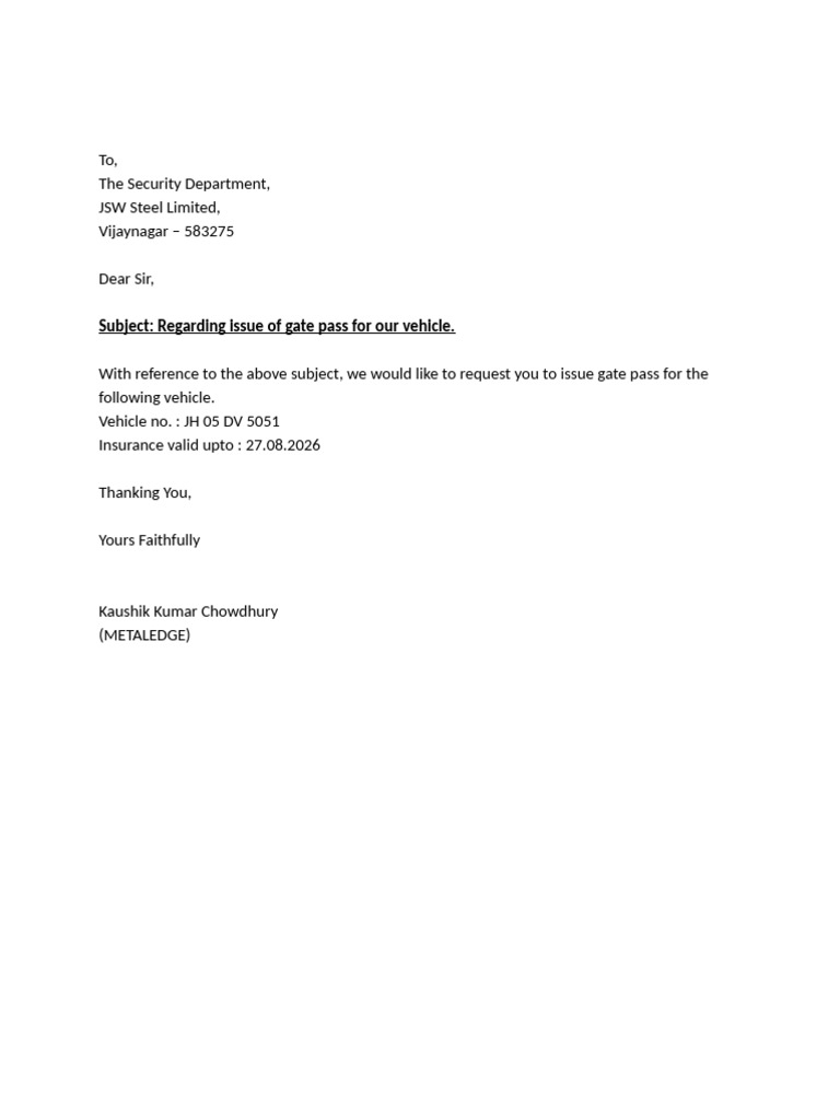 Vehicle Gatepass | PDF