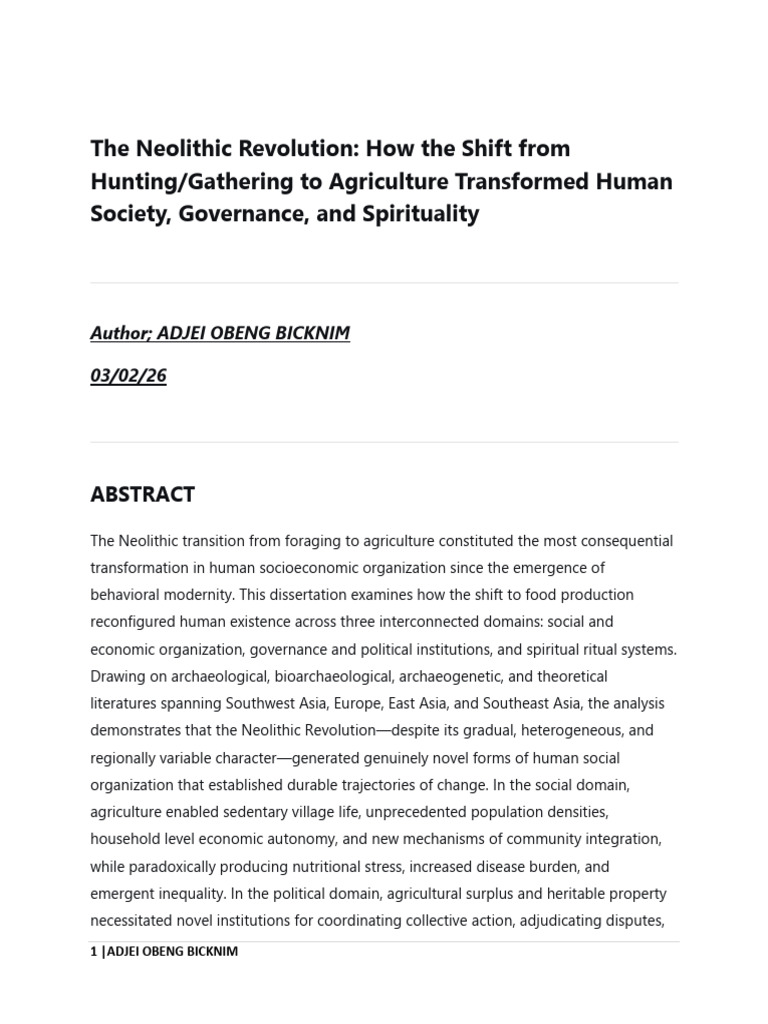 The Neolithic Revolution | PDF | Neolithic | Domestication