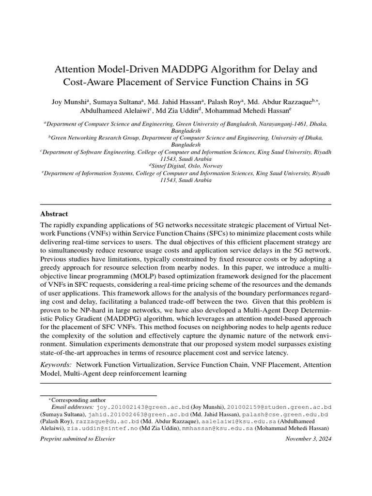 Attention Model-Driven MADDPG Algorithm for Delay And | PDF | Routing ...