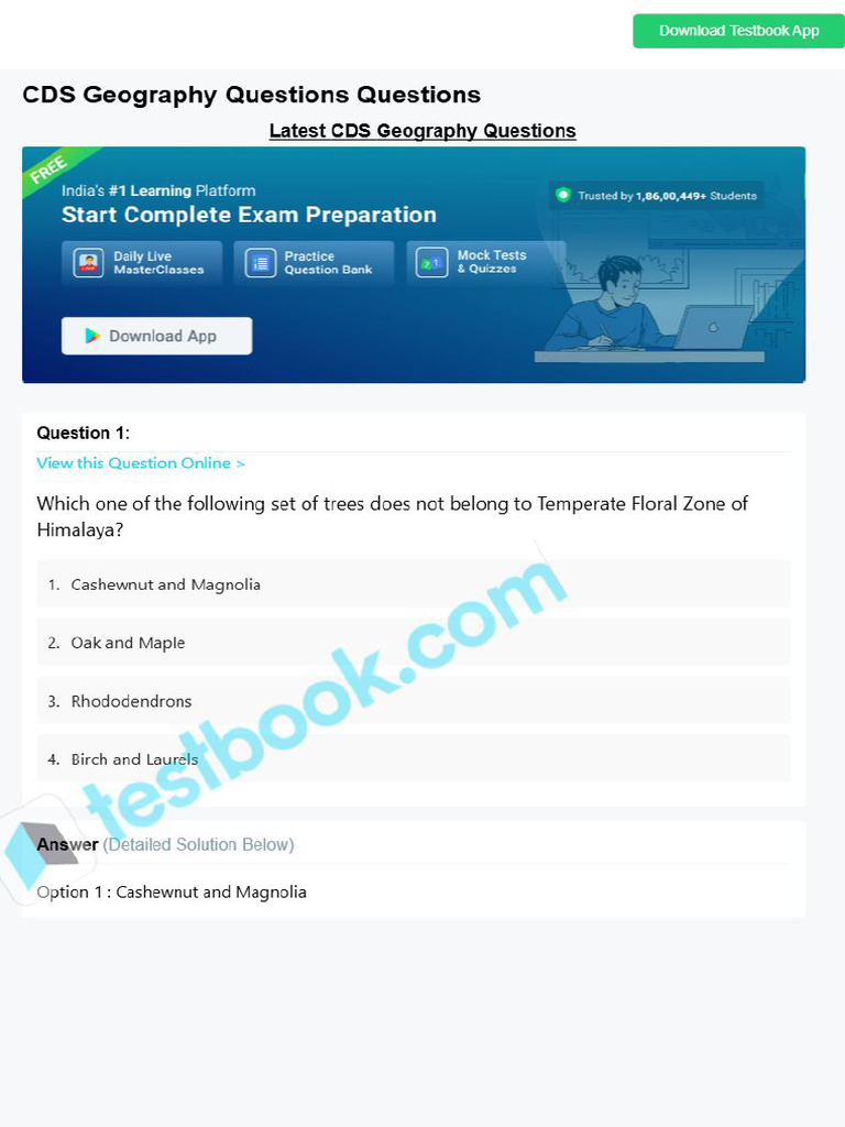 Cds Geography Questions 6647186ecf8f6635f4586f6b | PDF