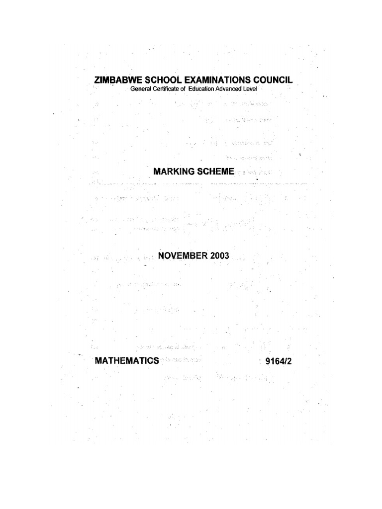 November 2003 Paper 2 Marking Scheme | PDF