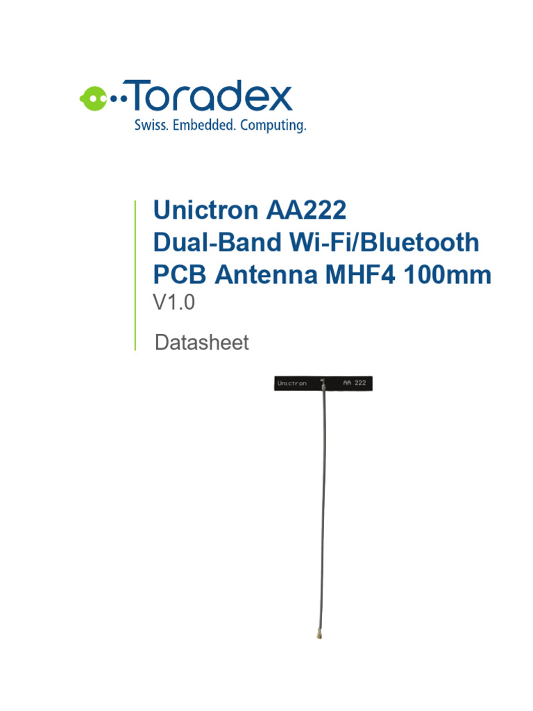 Datasheet Pcb Antenna Unictron Aa222 Mhf4 100mm | PDF | Antenna (Radio ...