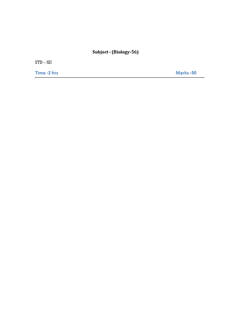 Biology Xii Mid Term | PDF | Anatomy | Biology