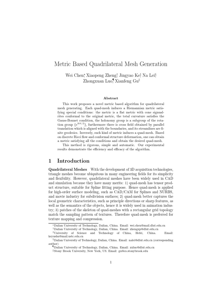 Metric Based Quadrilateral Mesh Generation | PDF | Manifold ...