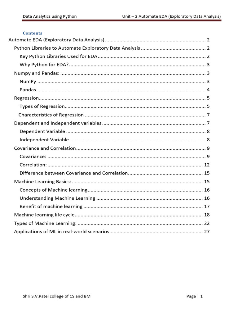 Unit2 - Automate EDA | PDF | Machine Learning | Data Analysis