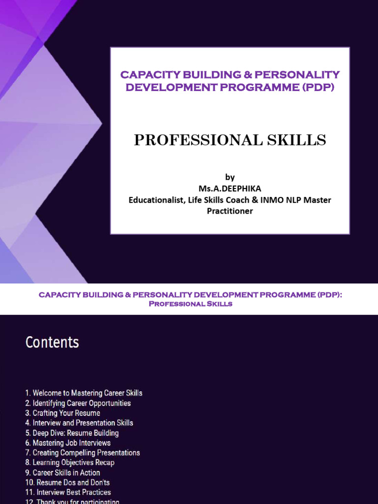 Professional Skills: Capacity Building & Personality Development ...