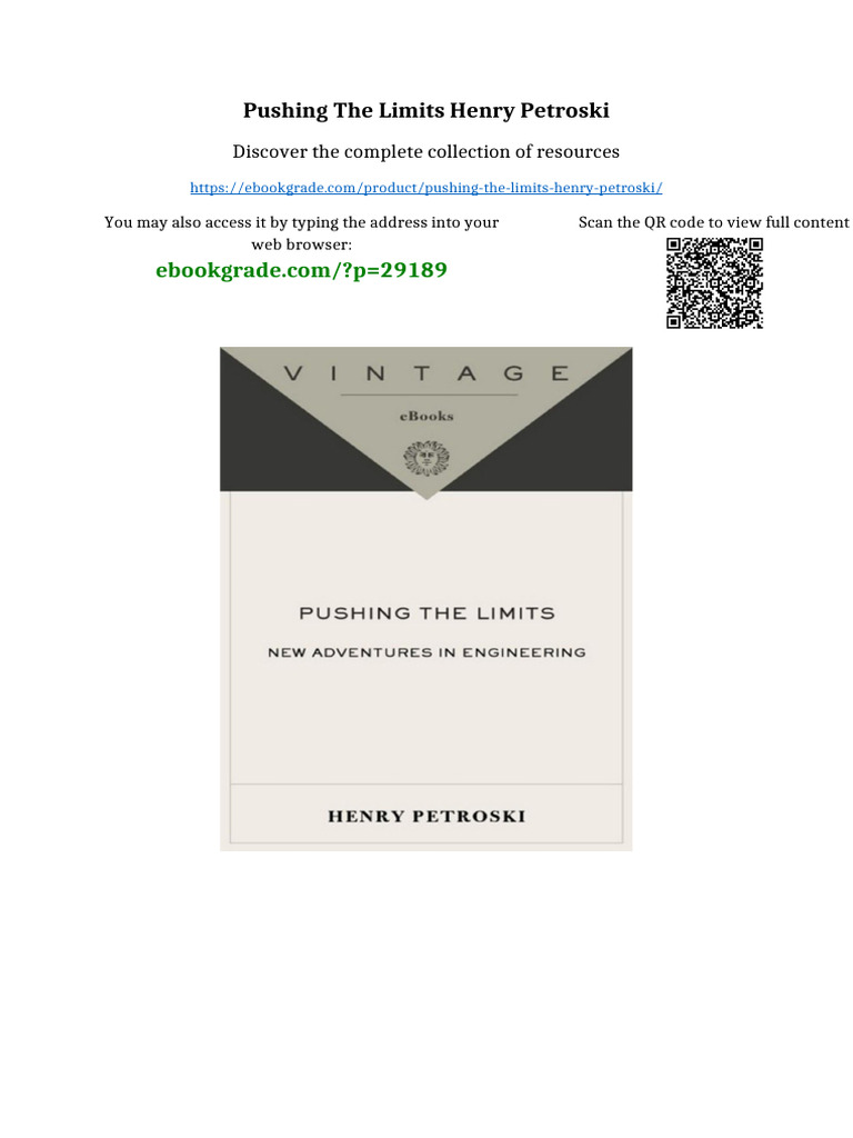 Pushing The Limits Henry Petroski Online PDF | PDF | Critical Thinking ...