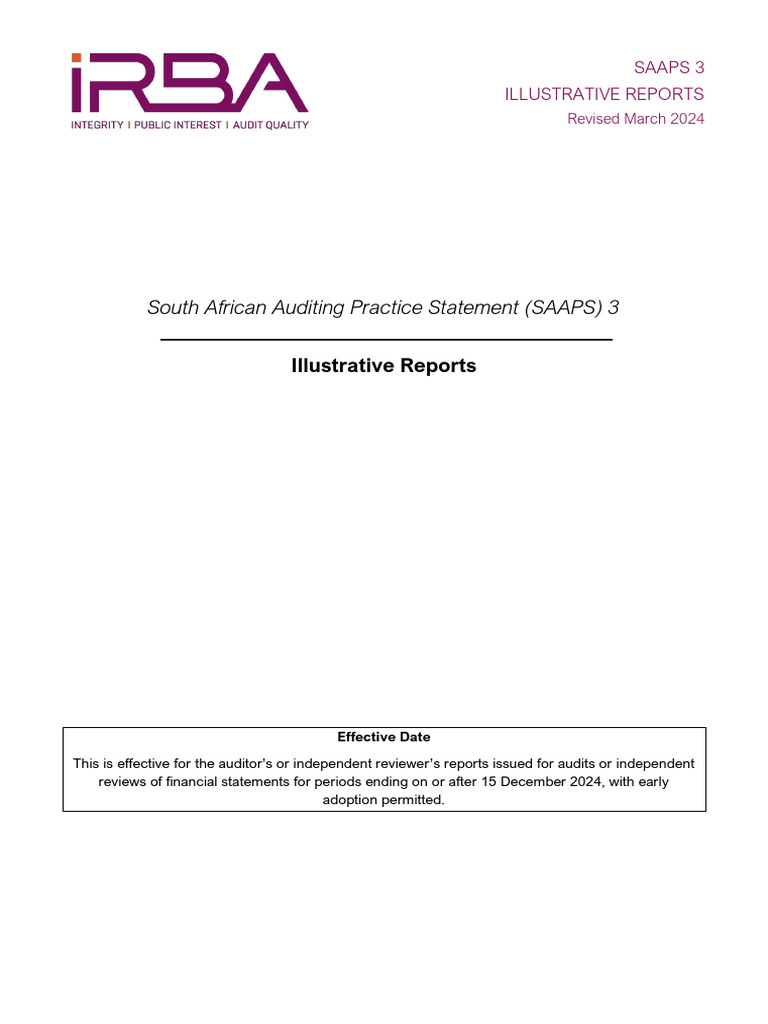 SAAPS 3 (Revised March 2024) Final Pronouncement | PDF | Auditor's ...