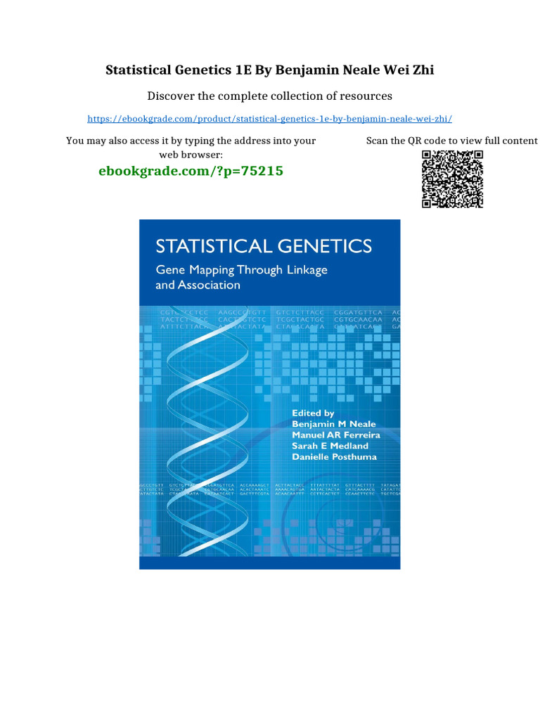 Statistical Genetics 1e by Benjamin Neale Wei Zhi No Waiting Time | PDF ...