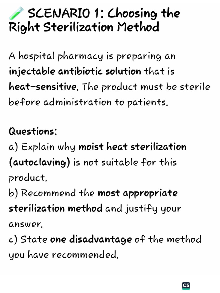 Lect1 (Sterilization Exam Scenarios) | PDF