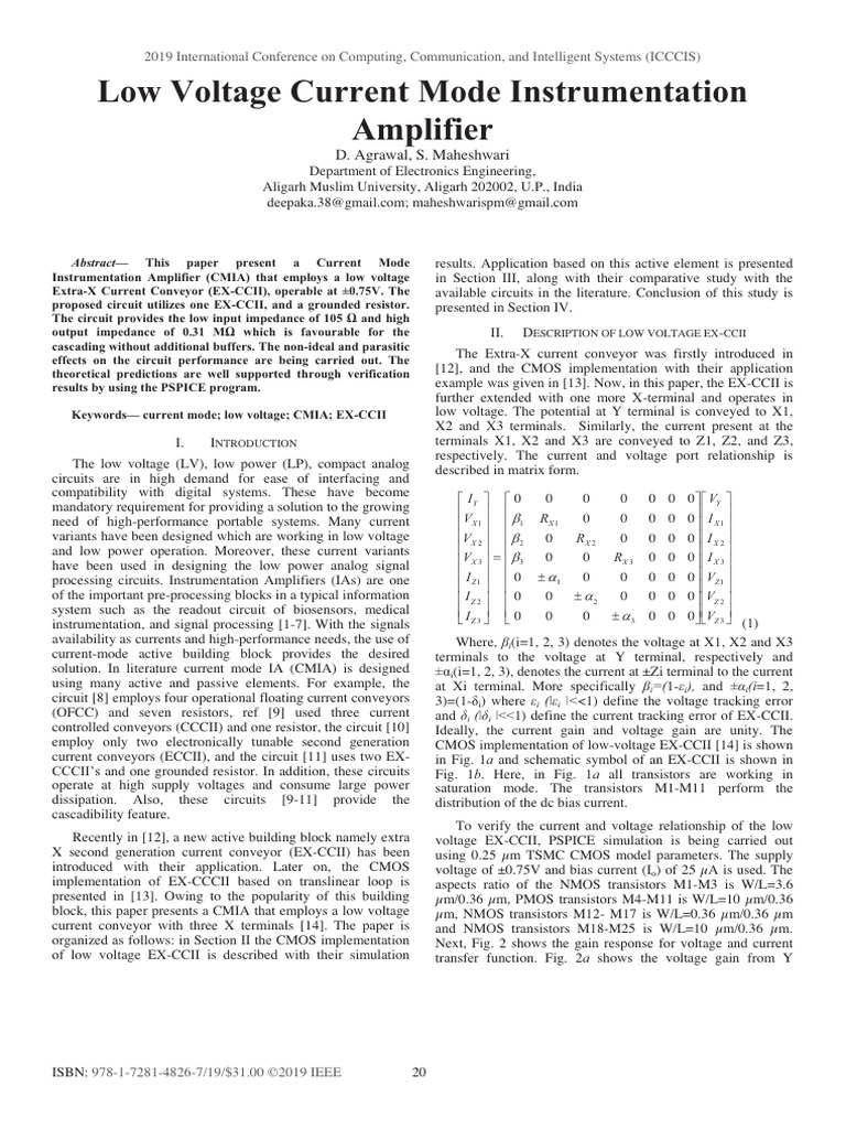 Low Voltage Current Mode Instrumentation | PDF | Electronic Circuits ...