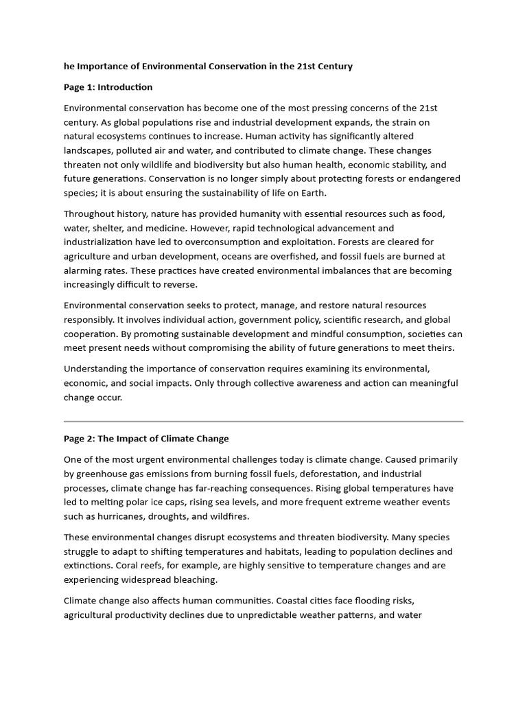 The Importance of Environmental Conservation in the 21st Century | PDF ...