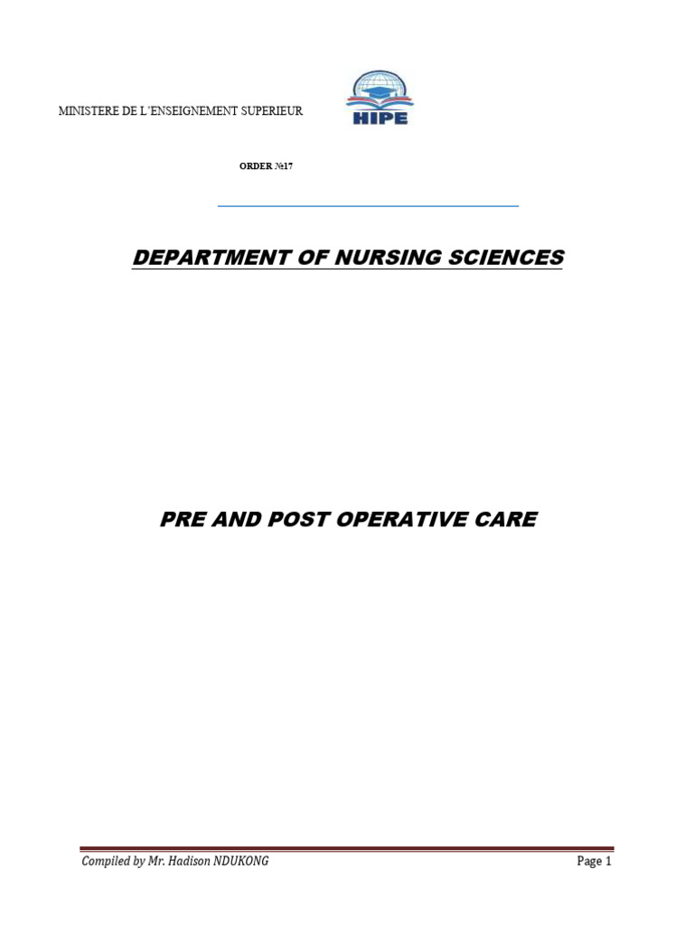 Pre and Post Operative Care | PDF | Anesthesia | Surgery