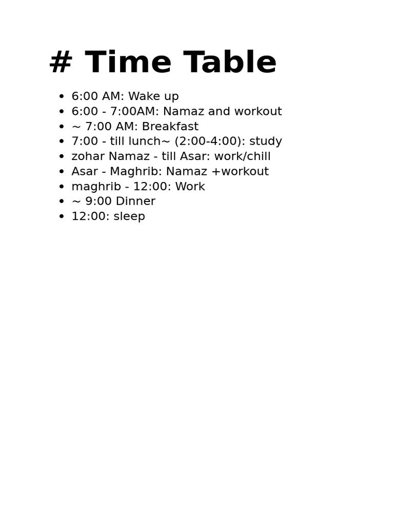 Time Table | PDF