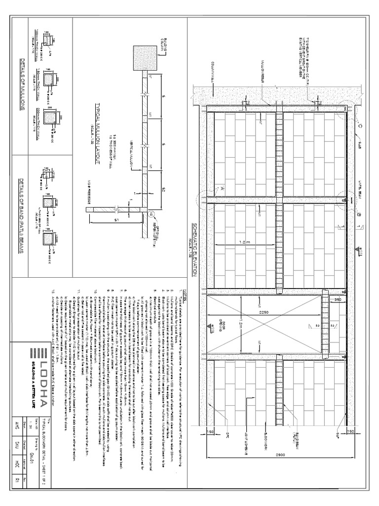 Block Work Typ DRG Sheet 1 - R1 | PDF | Concrete | Plaster