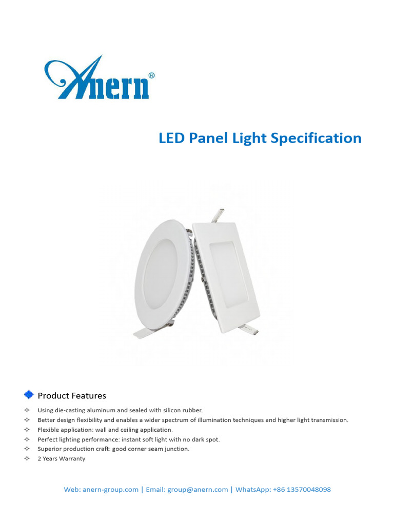 Led Panel Light | PDF | Light Emitting Diode | Manufactured Goods