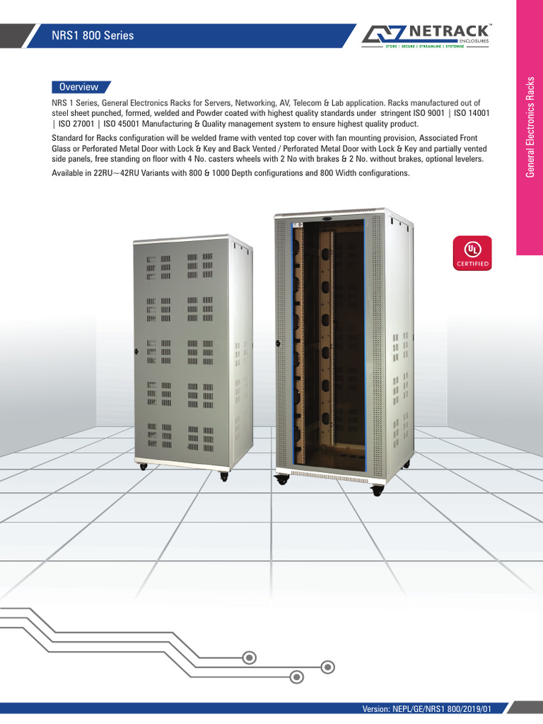 42u 800mm X 1000mm Floor Mount Server Network Rack With Glass Door ...