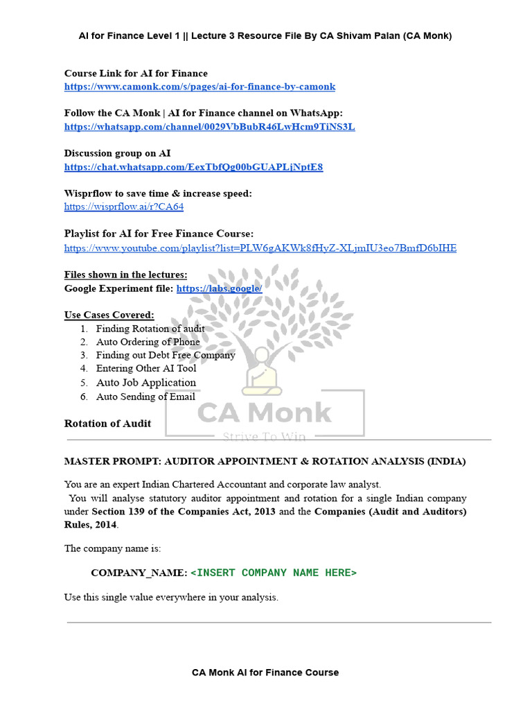 Resource File For Level 1 Lecture 3 | PDF | Audit | Auditor's Report
