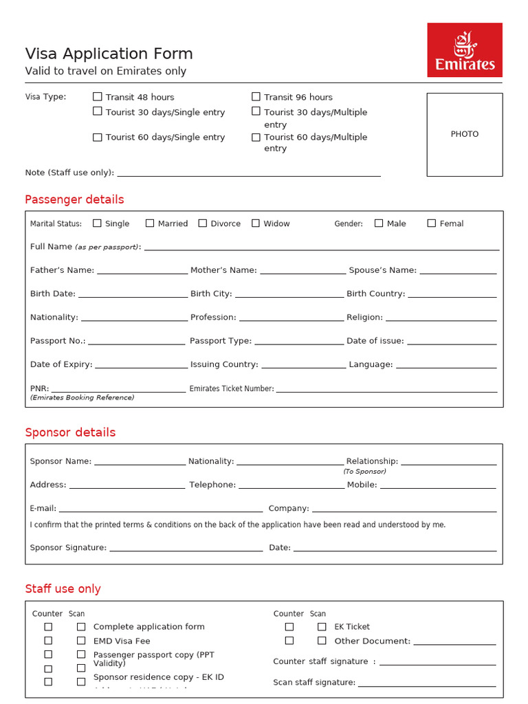 Uae Visa Application Form English | PDF | Travel Visa | United Arab ...