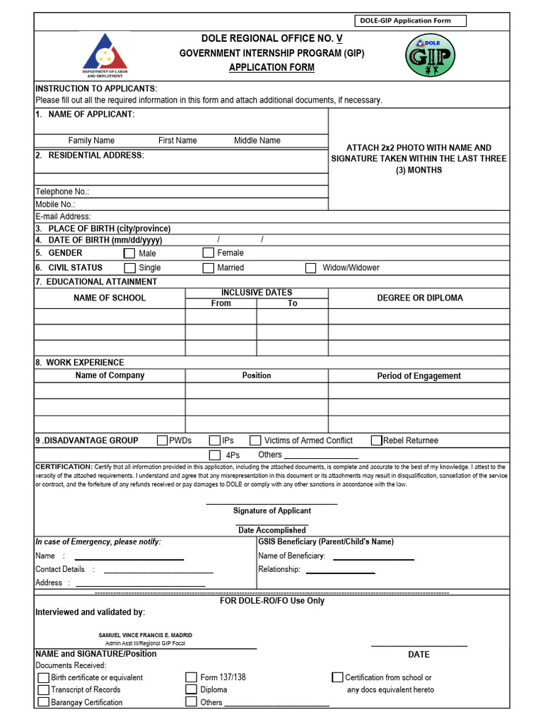 GIP Application Form (Revised) | PDF | Chess | Chess Openings