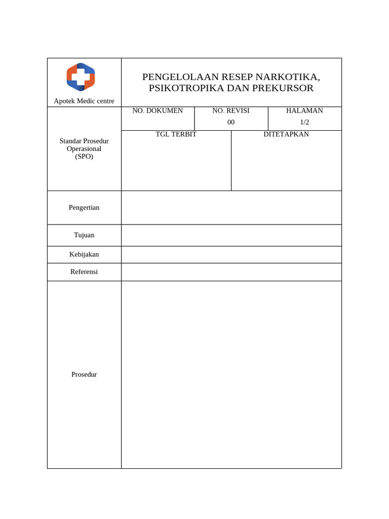 012-Spo-Pengelolaan Resep Narkotika, Psikotropika Dan Prekursor | PDF